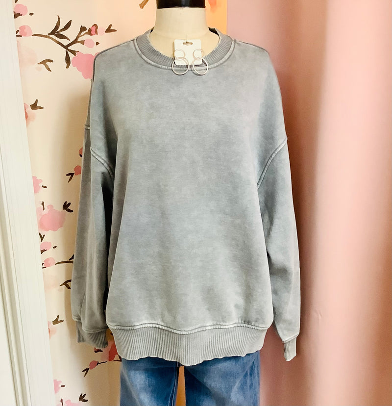 Light Grey Mineral Wash Sweatshirt