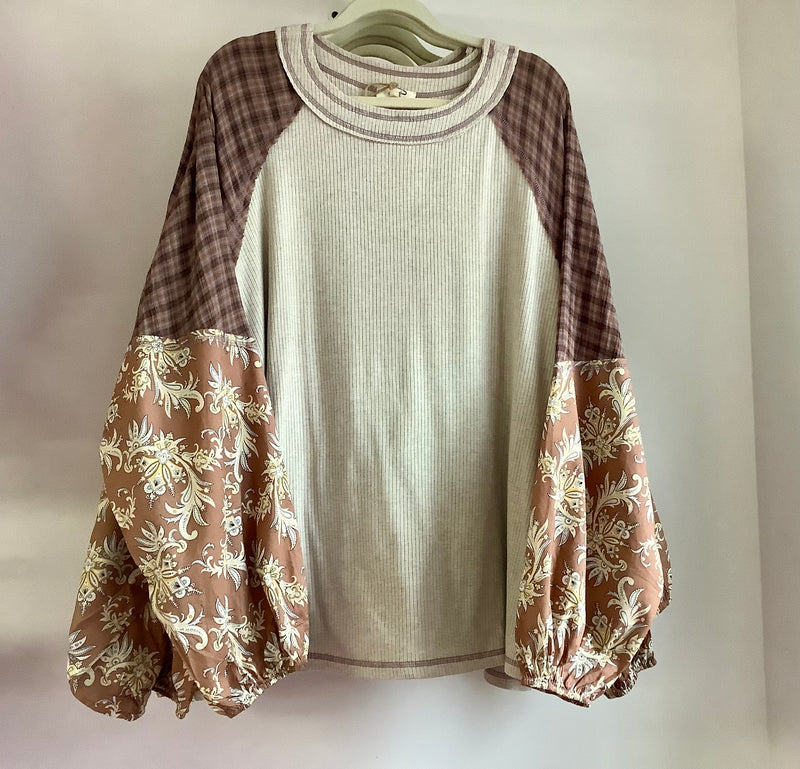 Stone Mix and Match Rib Knit Top Plus Curvy