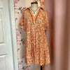 Floral Paisley Mixed Print Tiered Dress With Fray Details