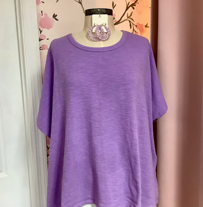 Lavender Cotton Oversized Slub Tee Plus Curvy