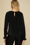 LONG SLEEVE SOLID PLISSE TOP