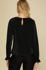 LONG SLEEVE SOLID PLISSE TOP