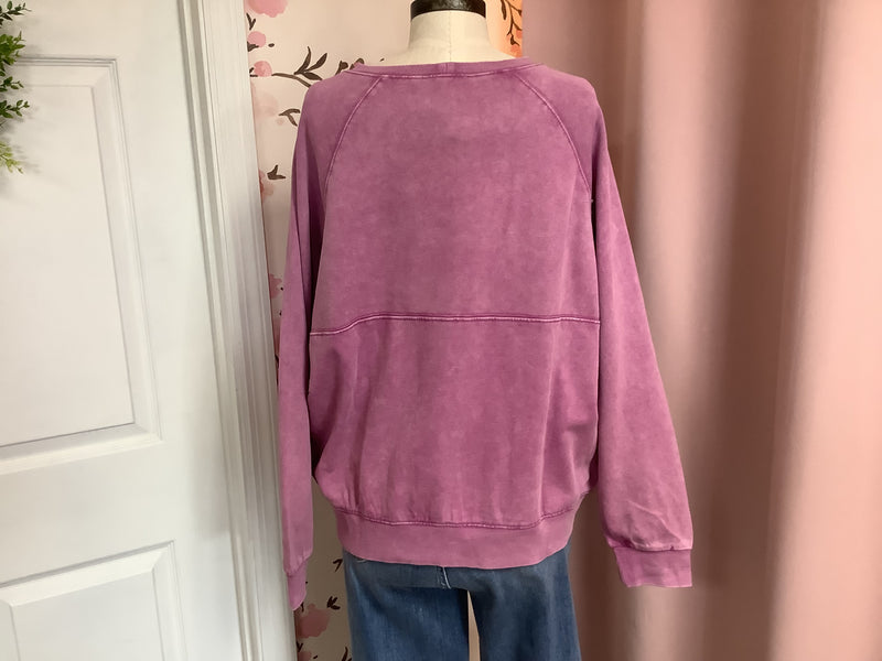 Orchid Mineral Wash Terry Top With Pockets