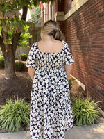 Floral Midi Dress With Puff Sleeves