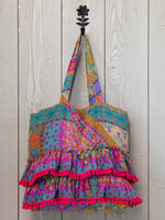 Natural Life Ruffle Tote Multi Patchwork