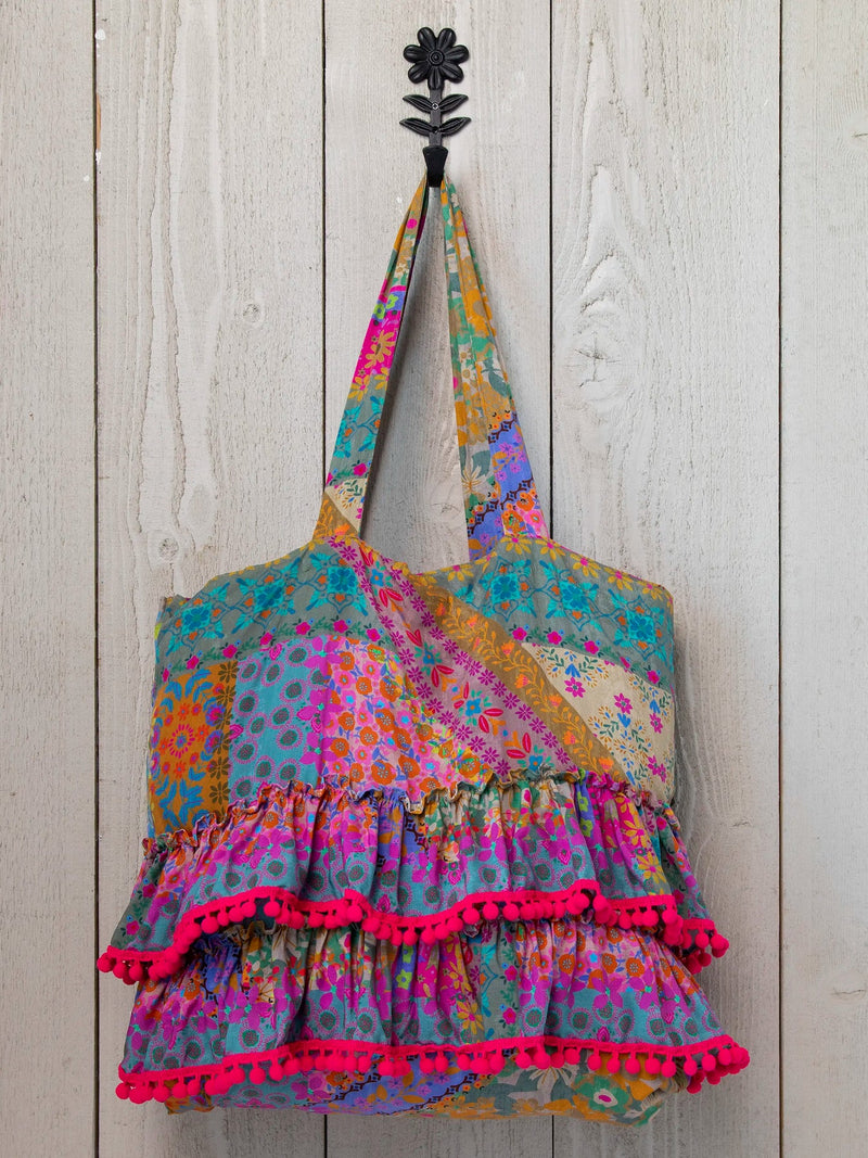 Natural Life Ruffle Tote Multi Patchwork