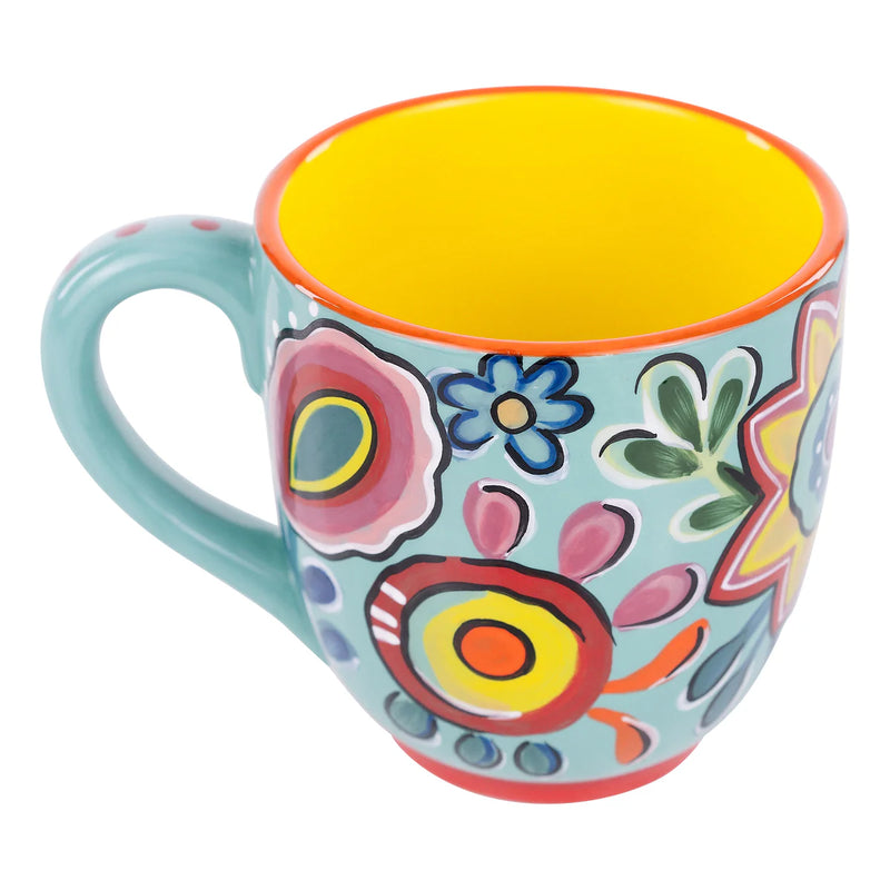 Bright Turquoise Flower Mug