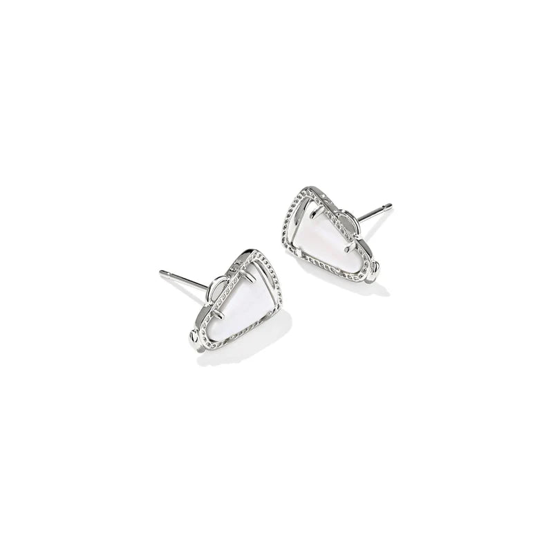 Kendra Scott Cheer Stud Earrings Rhodium White Mother of Pearl