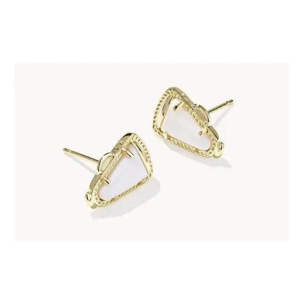 Kendra Scott Cheer Stud Earrings Gold White Mother of Pearl