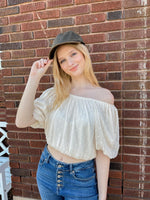 Cream Cropped Top With Back Buttons