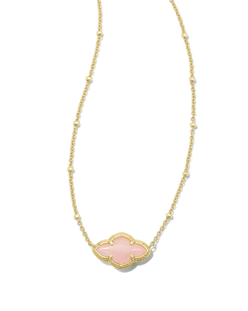 Kendra Scott Abbie Pendant Necklace Gold Rose Quartz