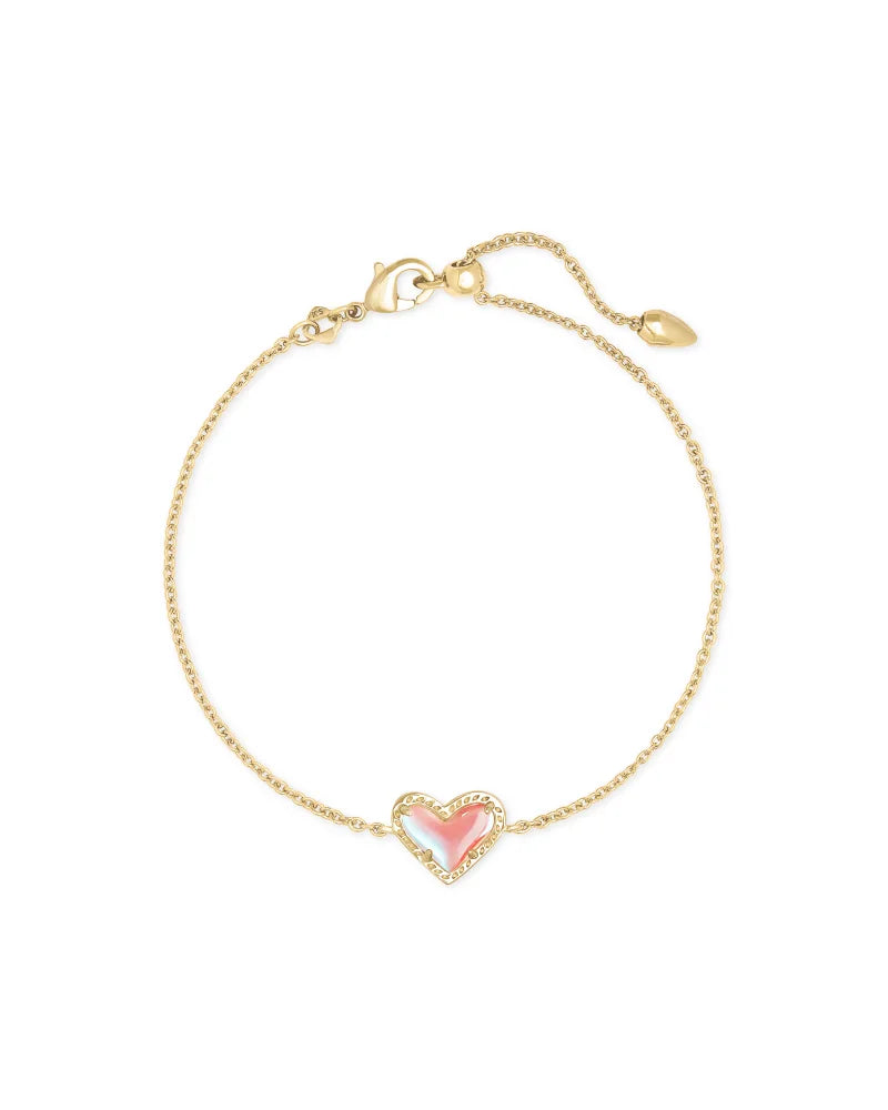 Kendra Scott Ari Heart Delicate Chain Bracelet Gold Dichroic Glass