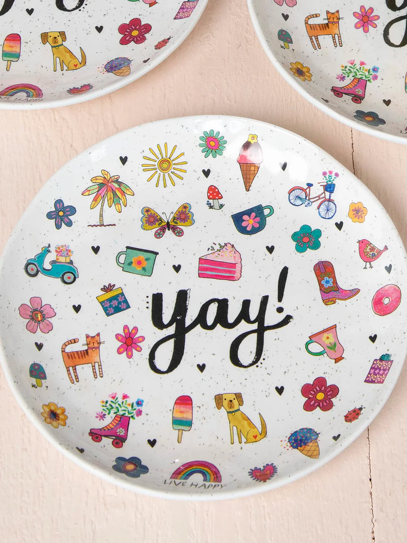 Natural Life "Save Paper" Melamine Party Plates, Set of 4 - Yay