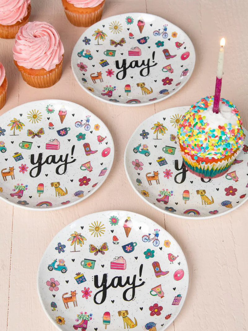 Natural Life "Save Paper" Melamine Party Plates, Set of 4 - Yay