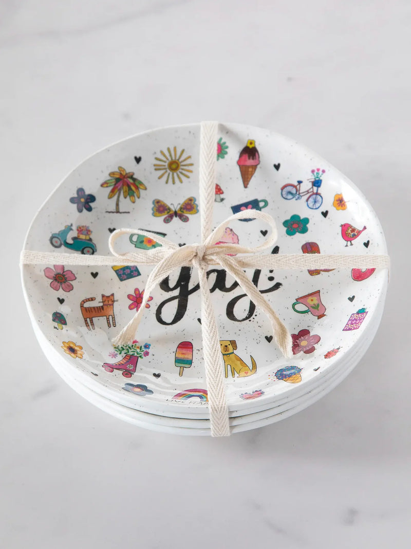 Natural Life "Save Paper" Melamine Party Plates, Set of 4 - Yay