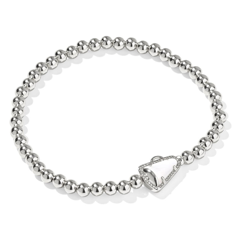 Kendra Scott White Rhodium Stretch Cheer Bracelet Mother of Pearl